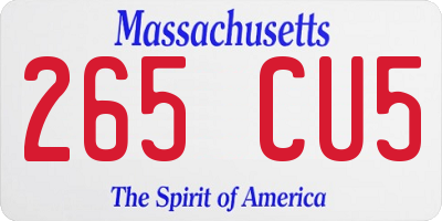 MA license plate 265CU5