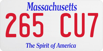 MA license plate 265CU7