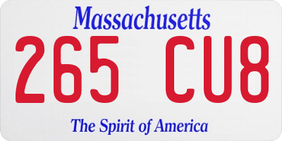 MA license plate 265CU8