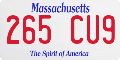 MA license plate 265CU9