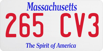 MA license plate 265CV3