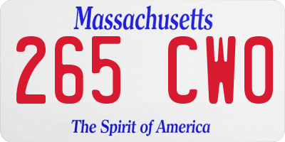 MA license plate 265CW0