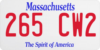 MA license plate 265CW2