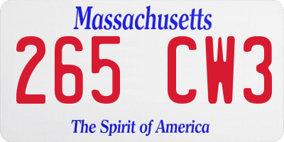 MA license plate 265CW3