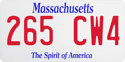 MA license plate 265CW4