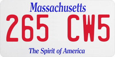 MA license plate 265CW5