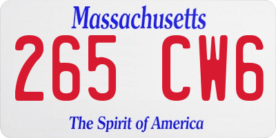 MA license plate 265CW6