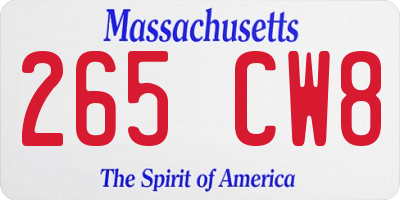 MA license plate 265CW8