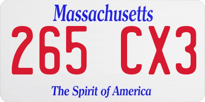 MA license plate 265CX3