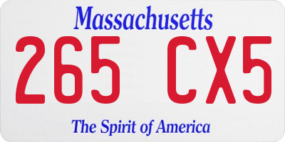 MA license plate 265CX5