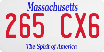 MA license plate 265CX6