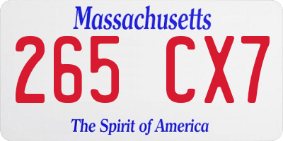 MA license plate 265CX7
