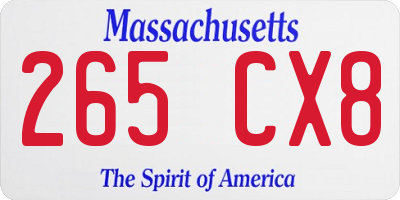MA license plate 265CX8