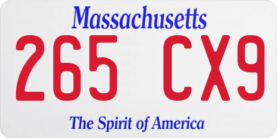 MA license plate 265CX9