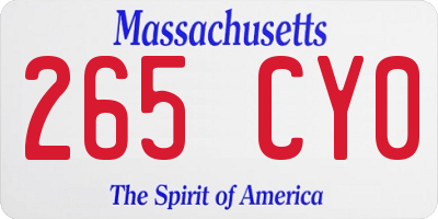 MA license plate 265CY0