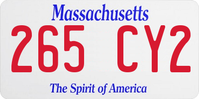 MA license plate 265CY2