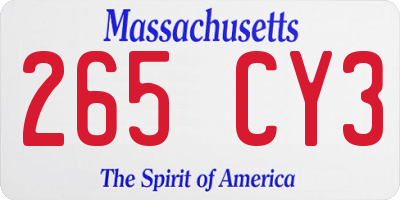MA license plate 265CY3