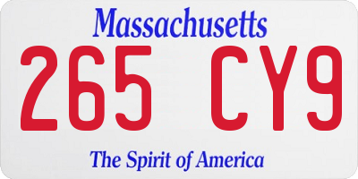 MA license plate 265CY9