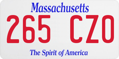 MA license plate 265CZ0