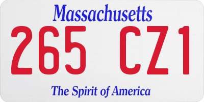 MA license plate 265CZ1