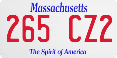 MA license plate 265CZ2