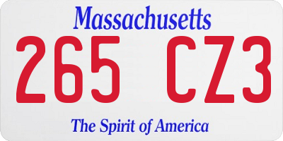 MA license plate 265CZ3