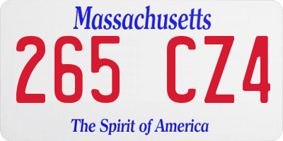 MA license plate 265CZ4