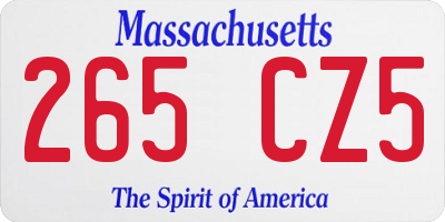 MA license plate 265CZ5