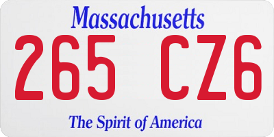 MA license plate 265CZ6