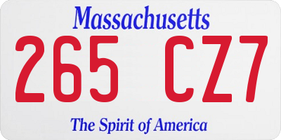 MA license plate 265CZ7