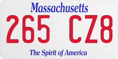 MA license plate 265CZ8