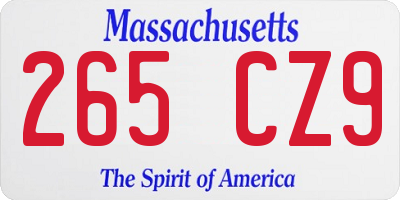 MA license plate 265CZ9