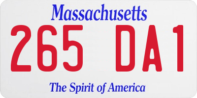 MA license plate 265DA1