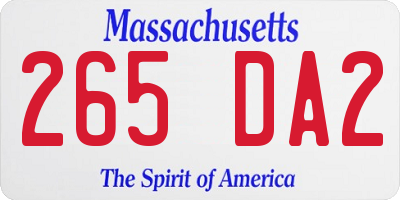 MA license plate 265DA2
