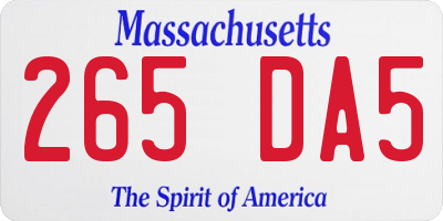 MA license plate 265DA5