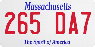 MA license plate 265DA7