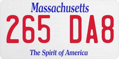 MA license plate 265DA8