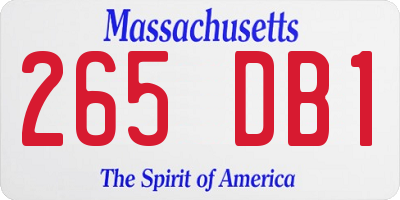 MA license plate 265DB1