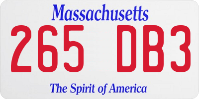 MA license plate 265DB3
