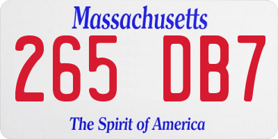 MA license plate 265DB7
