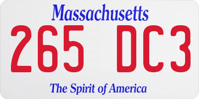 MA license plate 265DC3