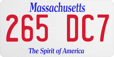 MA license plate 265DC7