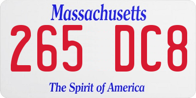 MA license plate 265DC8