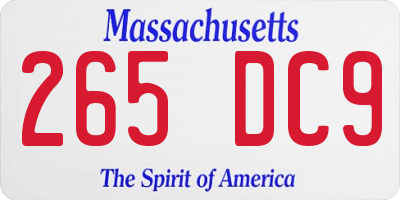 MA license plate 265DC9