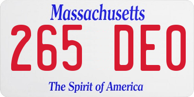 MA license plate 265DE0