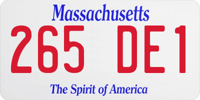 MA license plate 265DE1
