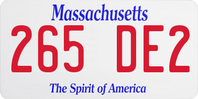 MA license plate 265DE2