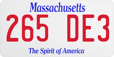 MA license plate 265DE3