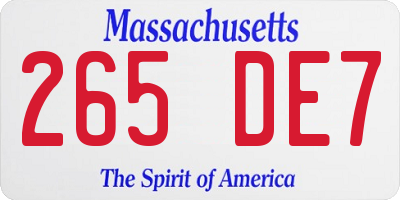 MA license plate 265DE7