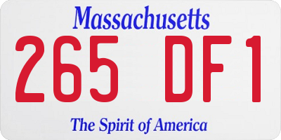 MA license plate 265DF1